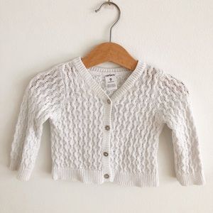 White/metallic cardigan 9 months
